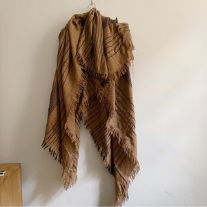 Brown and black oversized blanket scarf
